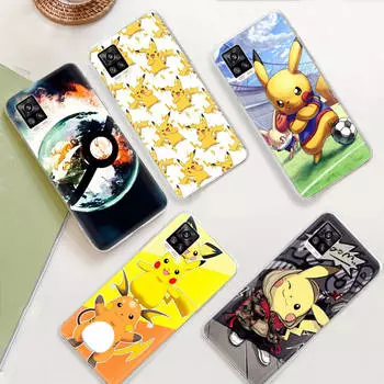 JP36 Пикачу Покемон Прозрачный чехол для Samsung A04 A14 A23 M33 M53 Realme 10 9 C35 C55 VIVO Y02 X80 Infinix Hot 30 Note 11 Tecno Spark 8P Pro Tecno Camon 19 pro гагат
