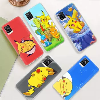 JP37 Пикачу Покемон Прозрачный чехол для Samsung A04 A14 A23 M33 M53 Realme 10 9 C35 C55 VIVO Y02 X80 Infinix Hot 30 Note 11 Tecno Spark 8P Pro VIVO Y21 гагат
