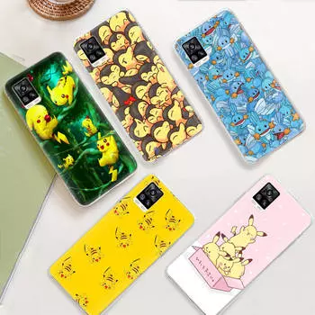 JP38 Pokemon Pikachu Прозрачный чехол для Samsung A04 A14 A23 M33 M53 Realme 10 9 C35 C55 VIVO Y02 X80 Infinix Hot 30 Note 11 Tecno Spark 8P Pro Realme Narzo 50i Prime ирис
