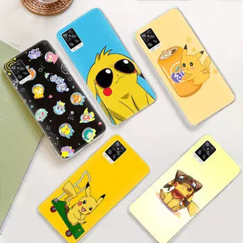 JP39 Пикачу Прозрачный чехол для Samsung A04 A14 A23 M33 M53 Realme 10 9 C35 C55 VIVO Y02 X80 Infinix Hot 30 Note 11 Tecno Spark 8P Pro Infinix Note 30 VIP кожа буйвола