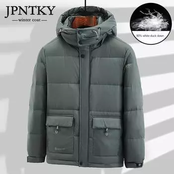 JPNTKY большой размер, мужской зимний теплый пуховик с капюшоном, мужской, повседневный, трендовый, толстый, пальто-карго