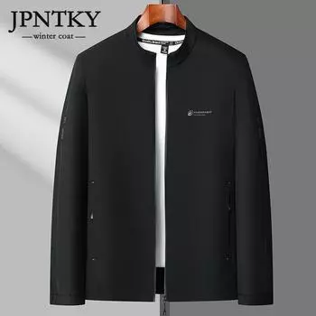 JPNTKY Мягкая восковая мужская деловая дышащая эластичная куртка с воротником-стойкой для папы среднего возраста, тонкое однотонное пальто на весну и осень