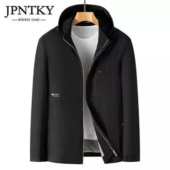 JPNTKY Мужская осенняя повседневная куртка с капюшоном больших размеров, толстая куртка больших размеров, короткая свободная куртка для мужчин