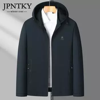 JPNTKY Весенне-осенняя новая мужская куртка с капюшоном для папы среднего возраста, деловая повседневная однотонная дышащая модная куртка