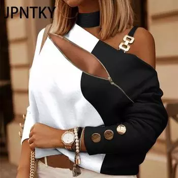 JPNTKY Женская мода повседневные блузки и рубашки с длинным рукавом на осень-зиму S