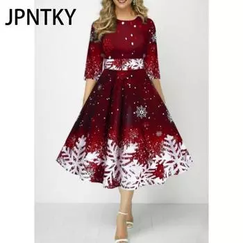 JPNTKY Женская мода лето весна 3/4 рукав О-образный вырез повседневные платья S фиолетовый