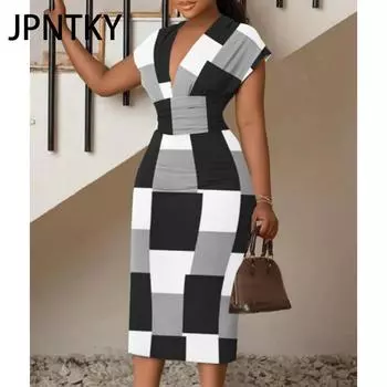 JPNTKY Женская мода лето весна без рукавов V-образный вырез повседневные платья S