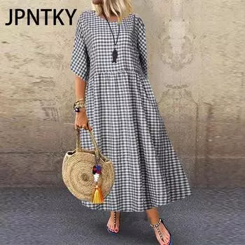 JPNTKY Женская мода лето весна короткий рукав О-образный вырез повседневные платья S чёрный