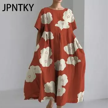 JPNTKY Женская мода лето весна короткий рукав О-образный вырез повседневные платья S