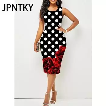 JPNTKY Женская мода лето весна без рукавов О-образный вырез повседневные платья S