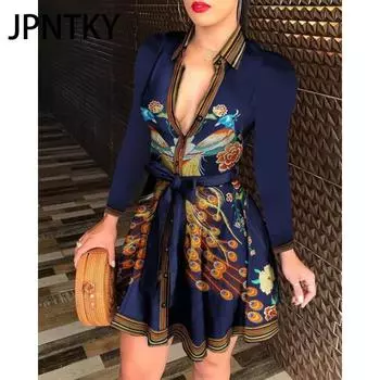 JPNTKY Женская мода осень-зима с длинным рукавом и воротником-поло повседневные платья S