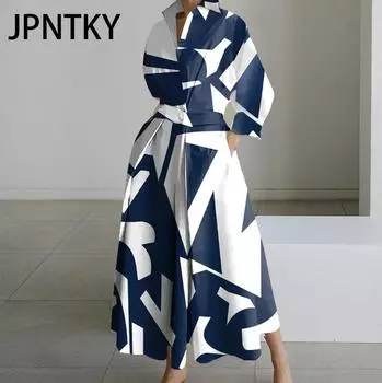 JPNTKY Женская мода осень-зима с длинным рукавом и воротником-поло повседневные платья S белый