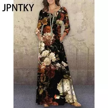 JPNTKY Женская мода осень-зима с длинным рукавом и круглым вырезом повседневные платья S