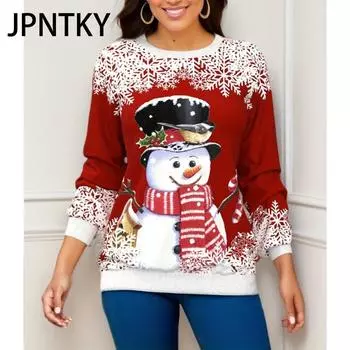 JPNTKY Женская мода повседневная осень-зима с длинным рукавом и круглым вырезом блузки и рубашки S