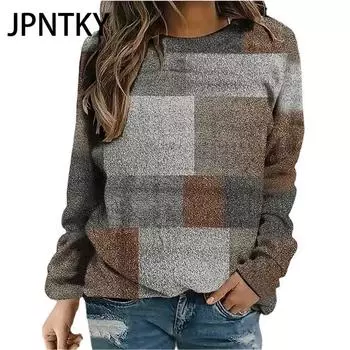 JPNTKY Женская мода Повседневные толстовки с капюшоном и длинным рукавом S хаки