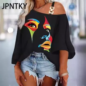 JPNTKY Женские модные повседневные летние блузки и рубашки с короткими рукавами S хаки