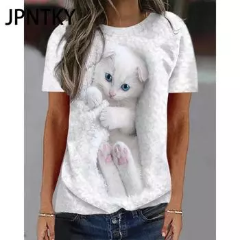 JPNTKY Женские модные повседневные летние весенние блузки и рубашки с круглым вырезом с короткими рукавами S белый