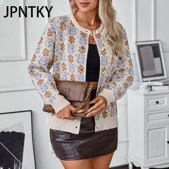 JPNTKY Женские модные повседневные осенне-зимние свободные свитера с длинными рукавами, кардиганы S абрикосовый