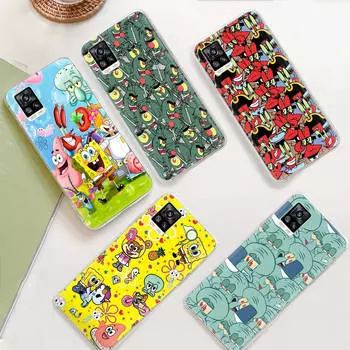 JS45 SpongeBob Friend Прозрачный чехол для Samsung A04 A14 A23 M33 M53 Realme 10 9 C35 C55 VIVO Y02 X80 Infinix Hot 30 Note 11 Tecno Spark 8P Pro VIVO Y51 2020 капри
