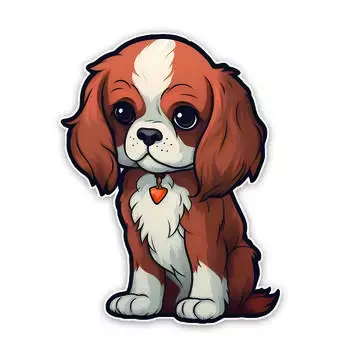 JT117#11.5x15см Милый Кавалер Кинг Ошейник Виниловая Наклейка на Автомобиль Наклейка Милый Щенок Собака Животное Декоративные Наклейки на Автомобиль 11.5x15cm