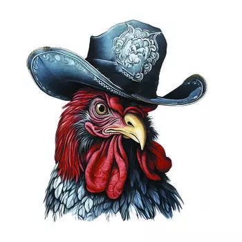 JT131#13.5x15см Забавный Петух в шляпе Иллюстрация Наклейка Креативная Забавная Виниловая Наклейка Наклейка 13.5x15cm