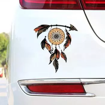 JT145#13x15см Ловец снов с перьями Виниловые наклейки на автомобиль - прочные, устойчивые к погодным условиям наклейки для автомобилей, ноутбуков, внедорожников, фургонов, багажников 13x15cm