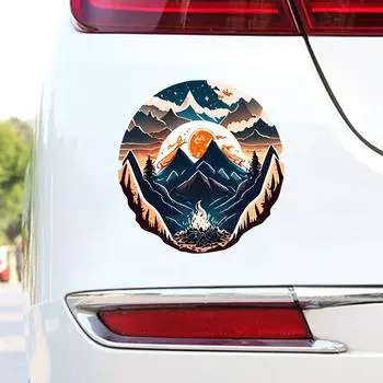 JT151#13x13см Закат в лагере-наклейка, виниловая наклейка для бампера автомобиля, окна, ноутбука, бутылки с водой, книг и т. д. Водонепроницаемая 13x13cm
