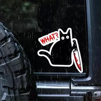 JT23 # кошка держит нож наклейка на автомобиль виниловая наклейка водонепроницаемые украшения автомобиля наклейки 13cm-Longest Side