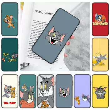 JT49 Том и Джерри черный мягкий чехол для Samsung Note 20 Lite S24 Ultra S23 A03 A05 A06 A11 A71 A15 A16 A13 A24 A25 A33 A52 A53 A50 M55 M35 Plus Samsung A30 аэро