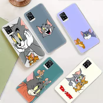 JT49 Том и Джерри Прозрачный чехол для Samsung A04 A14 A23 M33 M53 Realme 10 9 C35 C55 VIVO Y02 X80 Infinix Hot 30 Note 11 Tecno Spark 8P Pro Infinix Hot 11S арлекин