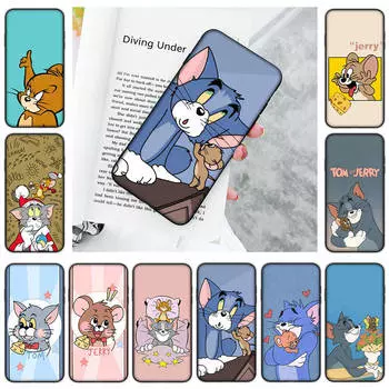 JT51 Tom Jerry Cat Mouse черный мягкий чехол для Samsung Note 20 Lite S24 Ultra S23 A03 A05 A06 A11 A71 A15 A16 A13 A24 A25 A33 A52 A53 A50 M55 M35 Plus Samsung S9 Plus гагат