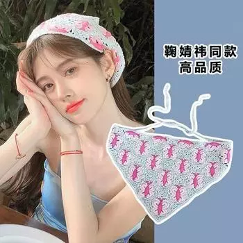Ju Jingyi та же бабочка треугольный платок женский летний ретро крючком французский фото сладкий вязаный платок прилив size