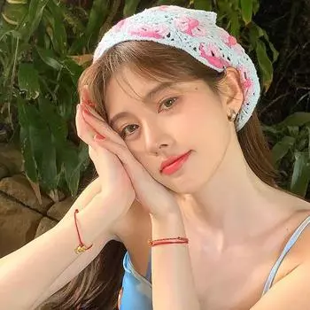 Ju Jingyi тот же стиль~ Фиолетовая бабочка вязаный треугольный шарф платок женский ободок завязанные волосы идиллический стиль фото знаменитостей Интернета ins Size