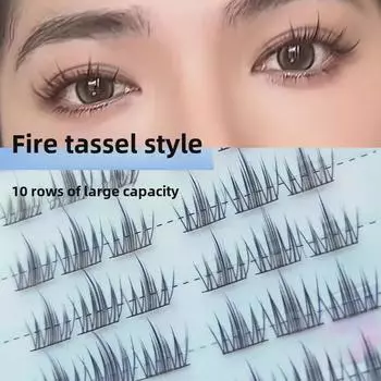 Юэ Цзяо Ньянг Огненная кисточка Накладные ресницы: Натуральные, мягкие, удобные ресницы цвета камелии для подчеркивания выразительности глаз, идеально подходят для фотографий.