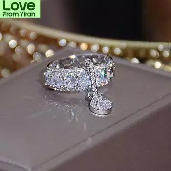 Juang Изысканное Открытое Изысканное Полое Кольцо Персонализированное Широкое Кольцо Для Леди Элегантные Роскошные Крошечные Блестящие Простые Классические Кольца