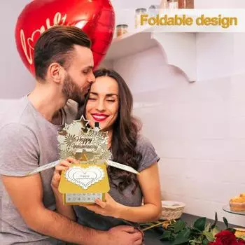 Юбилейная открытка 3D дизайн Яркие цвета Долговечная юбилейная открытка для украшения свадебной праздничной вечеринки D