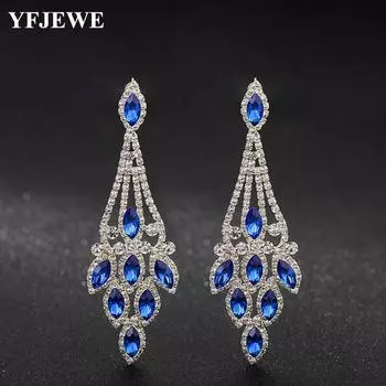 Юбилейные блестящие многоцветные капли воды Свадебная вечеринка Изящные ювелирные изделия женские длинные висячие серьги