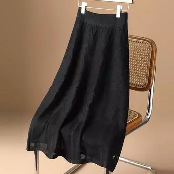 Юбка А-образного кроя из шерстяной вязки, женская, осень-зима 2025 года, новинка, с высокой талией, тонкая, средней и длинной, универсальная свободная юбка One Size белый