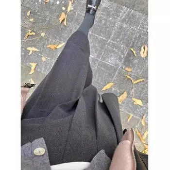 Юбка А-силуэта для беременных с высокой талией и складками - свободная, большого размера, шерсть, прикрывающая бедра, средней или длинной длины, на весну, осень и зиму XL