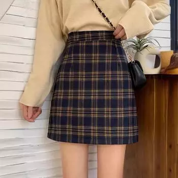 Юбка А-силуэта с высокой талией в клетку для женщин — тренд осени/зимы 2023 года XS