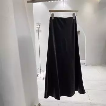 Юбка Acetic Acid Satin Fishtail для женщин на осень, простая ниспадающая, стройнящая юбка средней длины в форме бедер M