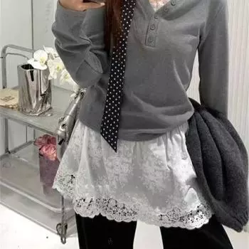 Юбка безопасности из сетчатого кружева, антибликовая кружевная подкладка, нижняя юбка, милая кружевная нижняя юбка, женская L белый