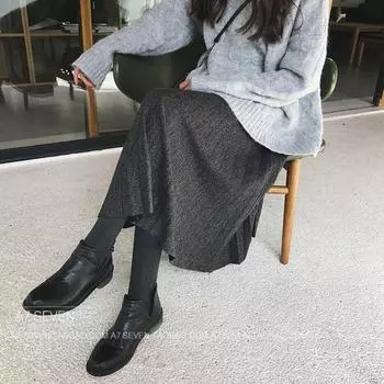 Юбка большого размера Tooxika, высокая талия, длинная плиссированная юбка, однотонная шерстяная полуюбка, юбка по краю L