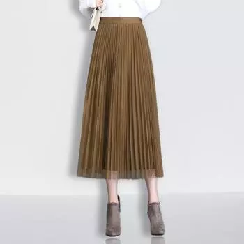 Юбка-бюст женская летняя маятниковая сетка нерегулярный принт длинная юбка слово драпировка юбка весеннее женское маленькое пальто One size