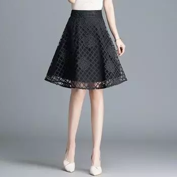 Юбка-бюст женская летняя плиссированная газовая юбка юбка высокого класса женская маленькая однотонная короткая юбка корейская версия слова свисающий смысл S чёрный