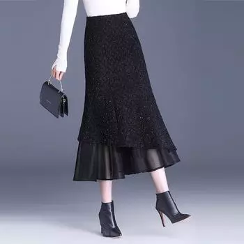 Юбка-бюст женская летняя плиссированная пышная юбка-маятник трикотажная длинная юбка весенняя женская маленькая юбка-слово женская юбка-драп M (recommended weight 96-52 kg) чёрный