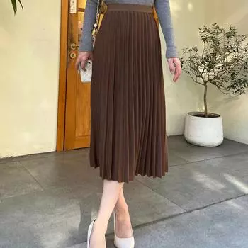 Юбка-бюст женская летняя плиссированная юбка с высокой талией однотонная юбка-крылышко женская драпировка весна и осень высокая юбка женская One Size хаки
