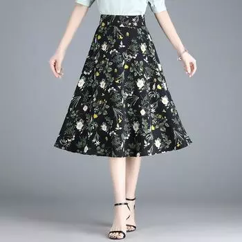 Юбка-бюст женская летняя плиссированная юбка с цветочным принтом и высокой талией, женская драпированная универсальная шифоновая юбка, весенняя женская маленькая S