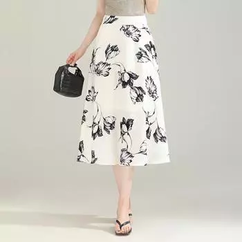 Юбка-бюст женская летняя плиссированная юбка средней и длинной длины, юбка-маятник с высокой талией и тонкая юбка-зонтик 2024 M (recommended weight 90-49 kg) чёрный