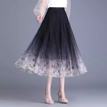 Юбка-бюст женская летняя плиссированная юбка средней и длинной длины, юбка-маятник с высокой талией и тонкая юбка-зонтик 2024 One size (recommended weight 90-70 kg) чёрный